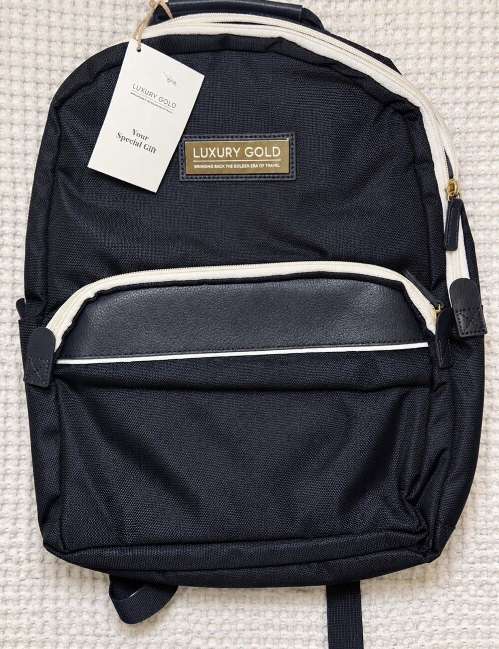 Luxury Gold Backpack Black Travel Back Pack Bag Gold Hardware New With Tags